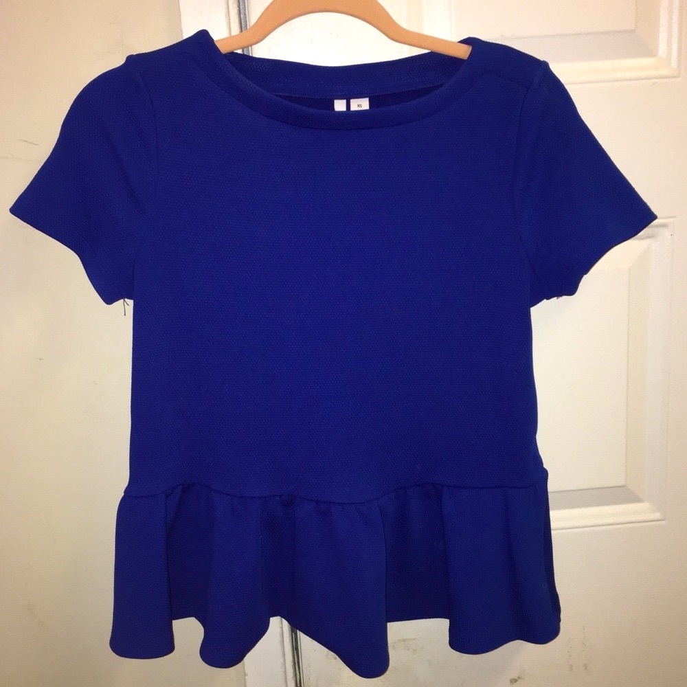 Elle royal blue peplum top size XS